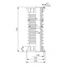 Фарфоровые армированные покрышки ПКДА для конденсаторов связи 285x1340x300 мм ПКДА 850-130 01 ГОСТ 5862-79