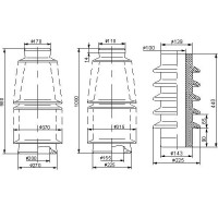 Неармированные покрышки для маслонаполненных вводов 110x472x57 мм П 1070-240-1 0