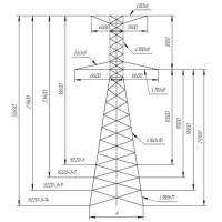 Анкерно-угловые опоры для ЛЭП 11x24.7x37450 мм У330 Типовой проект 3080тм-т.9