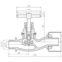 Кран вентильный писсуарный 15x6 мм 536-3М.263 (ИТШЛ.491741.016)