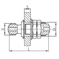 Бронзовый переборочный штуцерный съемный стакан 25x100 мм 554-03.906-08 (ИTШЛ.363171.124-07)