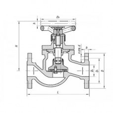 Бронзовый запорный проходной фланцевый клапан 521-35.3439 ИТШЛ.49111513