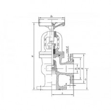 Латунный запорный угловой фланцевый клапан 521-35.3388 (ИТШЛ.49121519)