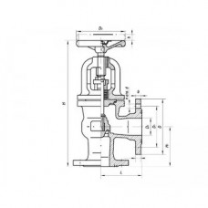 Клапан латунный невозвратно-запорный угловой фланцевый 522-35.4080 (ИТШЛ.49191513)