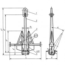 Якорь Матросова 600x500x170 мм С-15-кг ГОСТ 8497-78