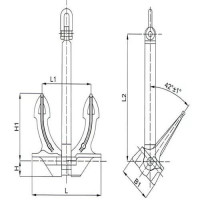 Японский бесштоковый якорь 1590x2230x2640 мм ZG200-400