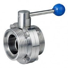 Дисковый кран бабочка резьба-сварка 100x84x167 AISI 316L DIN GG