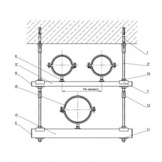 Крепление нескольких трубопроводов к перекрытию 0312.42.00.000-04 45x31.1