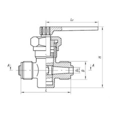 Бронзовый кран 3-ходовой штуцерный сальниковый с Г-образной пробкой 10x25 мм 536-3М.332 (ИТШЛ.491741.011)