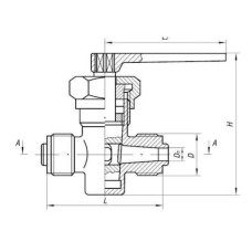 Бронзовый кран 3-ходовой штуцерный сальниковый с Т-образной пробкой 20x16 мм 536-3М.339 (ИТШЛ.491741.006)