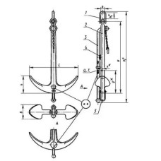 Адмиралтейский якорь 100 мм ГОСТ 760-74