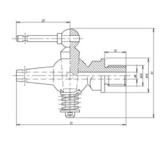 Кран бронзовый судовой 3x2.5 мм 535-СГ1