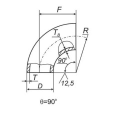 Отводы 90 в ВУС 100x102x6 мм Сталь 20 ГОСТ 17375-2001