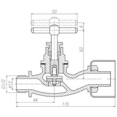 Кран вентильный писсуарный 15x6 мм 536-3М.263 (ИТШЛ.491741.016)