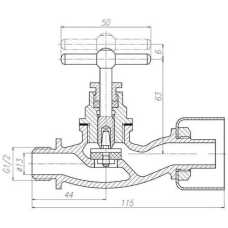 Кран вентильный писсуарный 15x6 мм 536-3М.263 (ИТШЛ.491741.016)