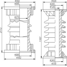 Покрышки для воздушных выключателей 150 кВ 150x1x300 мм П 1390-360-1 УХЛ Т