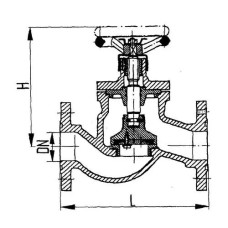 Фланцевый проходной судовой запорный клапан с ручным управлением 521-35.3506 ИТШЛ.49112521