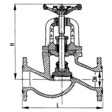 Фланцевый проходной сальниковый судовой запорный клапан с ручным управлением 521-01.125