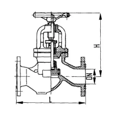 Фланцевый проходной судовой запорный клапан для аммиака с ручным управлением 521-35.2968 ИТШЛ.49112517 ИЮКЛ.49112511