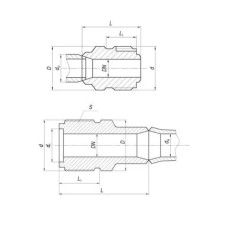 Штуцер промежуточный под стопорение 15x160 мм 556-35.2537-01 ГОСТ 5890-78