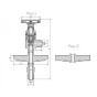 Клапан титановый запорный угловой штуцерный с бортовым фланцем