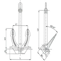 Японский бесштоковый якорь 720x1010x240 мм ZG200-400